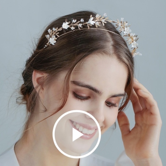 Other - Bridal Wedding Flower Girl Hair Accessory Floral Gold Resin Headband
